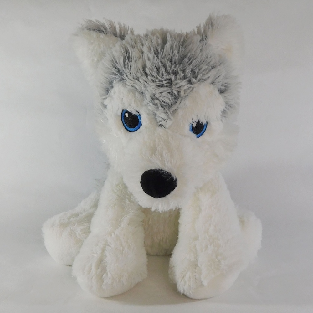Blue Eyed Husky Dog - 12” Sitting Plush Soft Stuffed Animal Toy Dog